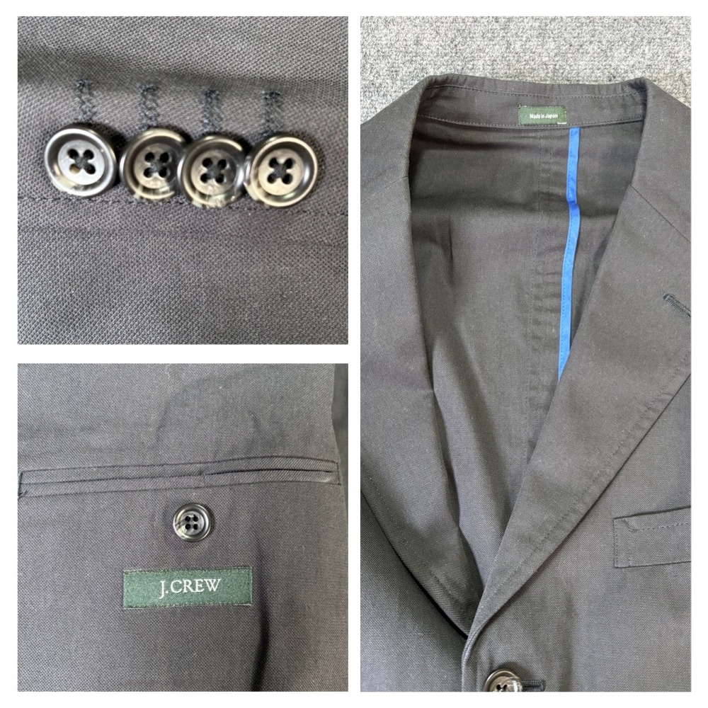 J.Crew Mens Black Cotton Blazer Sport Coat Made in Japan 3-Button Jacket